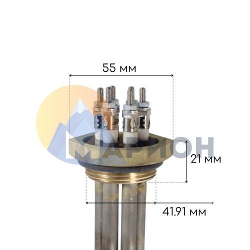 Блок ТЭН 1,2кВт для масла (350мм) G1 1/4" (3*тэн 70 А 8,5/0,4 Z нерж) 220/380В